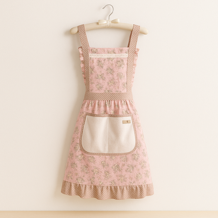 Waterproof Cotton Kitchen Apron with Floral Pattern