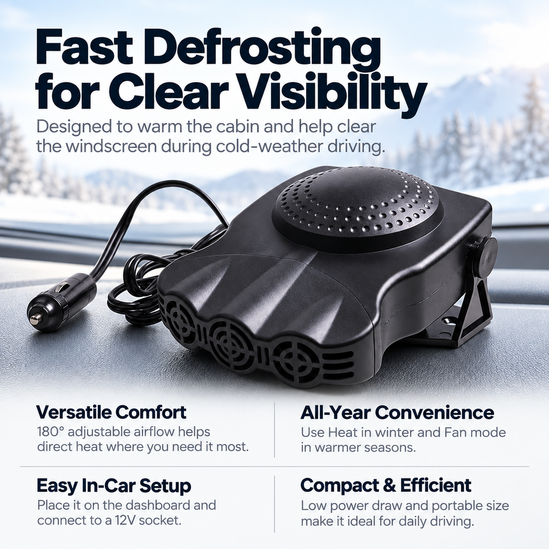 Portable Car Heater 12V Plug In Windscreen Defroster Demister