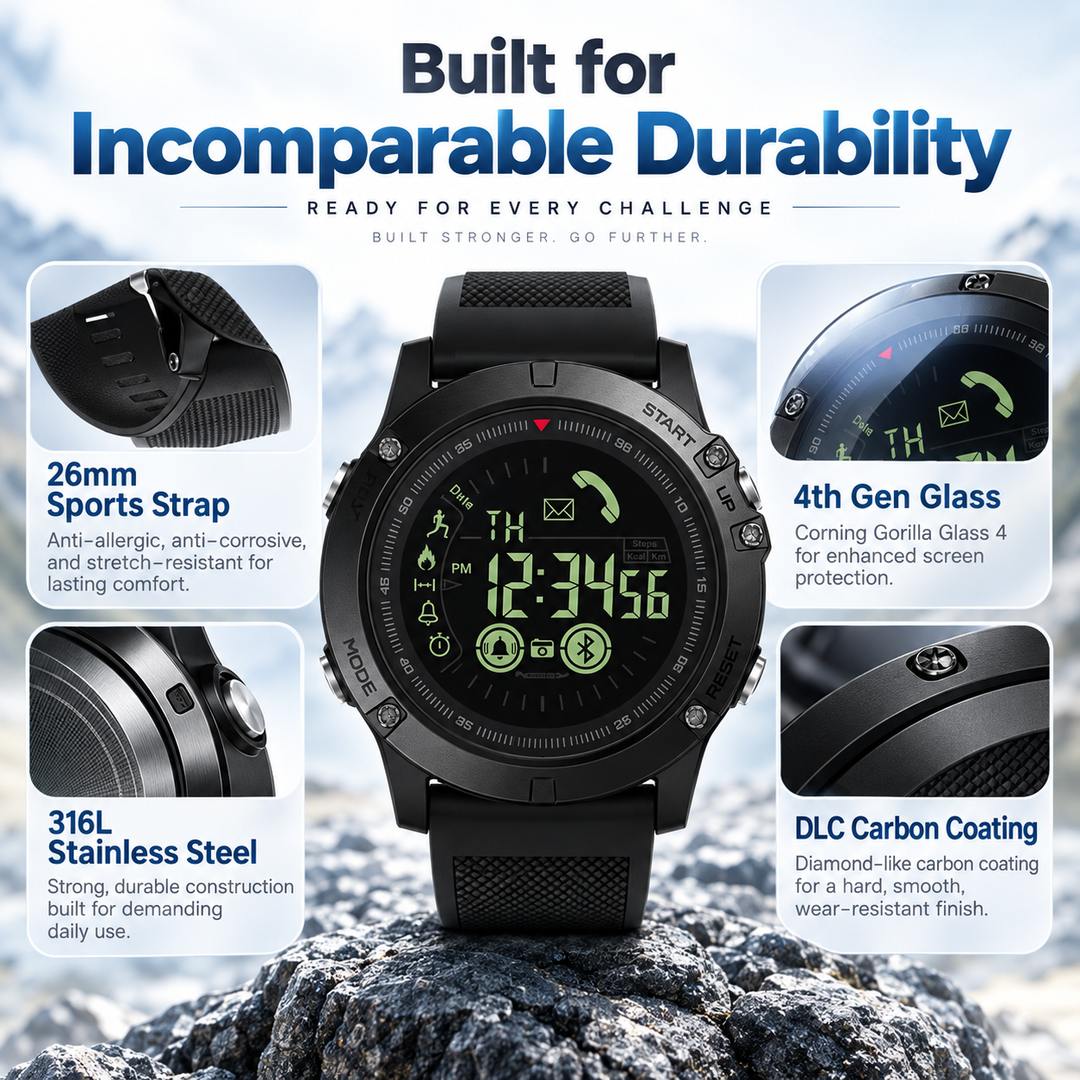 Military Smart Watch Rugged Waterproof Fitness Tracker Watch