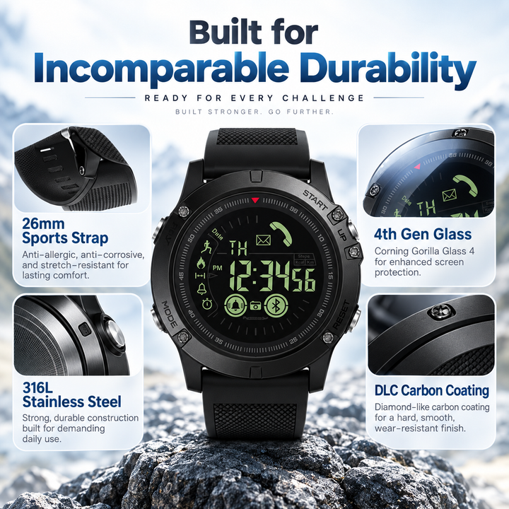 Military Smart Watch Rugged Waterproof Fitness Tracker Watch
