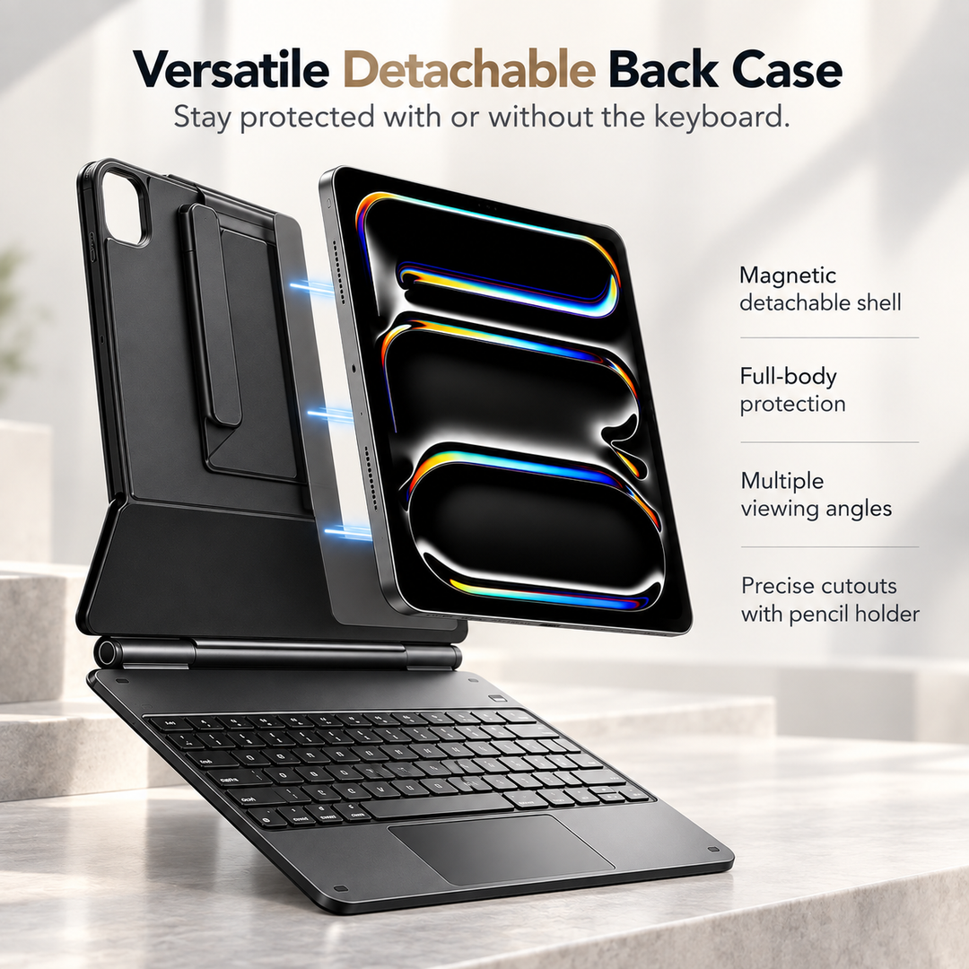 360 Magnetic Keyboard Case for iPad Pro and Air with Trackpad