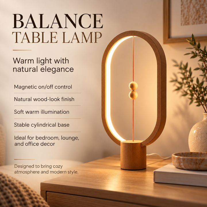 Heng Balance Lamp Magnetic Floating LED Desk Light Wood