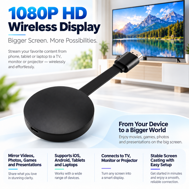 Wireless HDMI TV Receiver 1080P Screen Mirroring Display Dongle