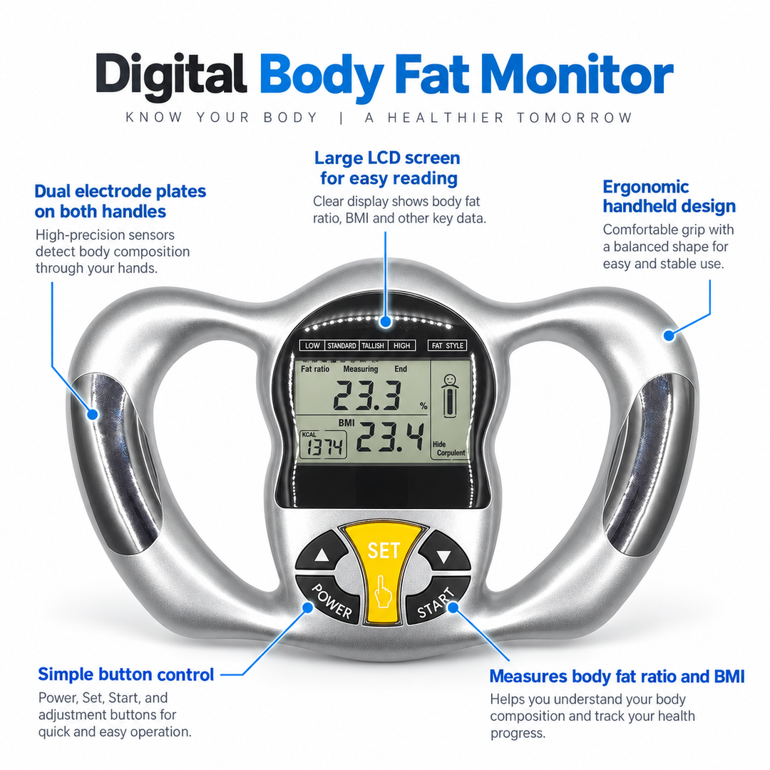 Body Fat Analyser Handheld BMI Monitor with LCD Display