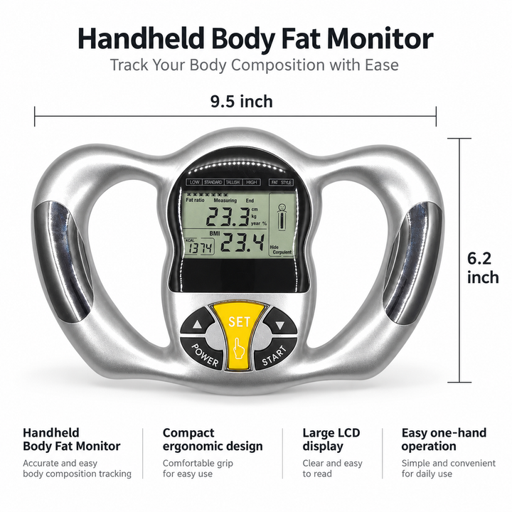 Body Fat Analyser Handheld BMI Monitor with LCD Display