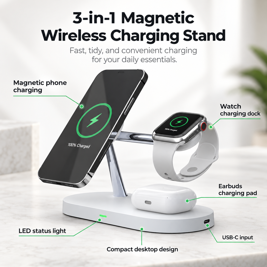 4 in 1 Wireless Charging Station Magnetic Fast Charger for Phone