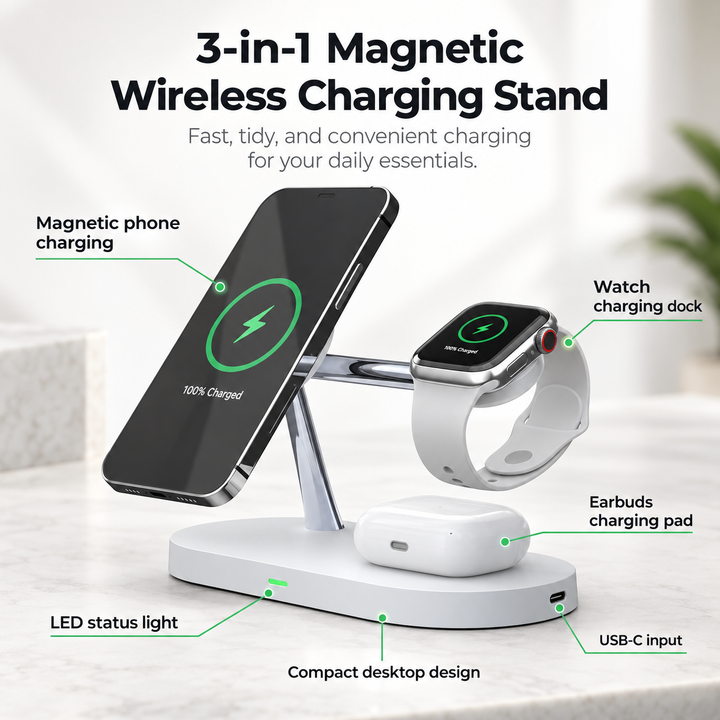 4 in 1 Wireless Charging Station Magnetic Fast Charger for Phone