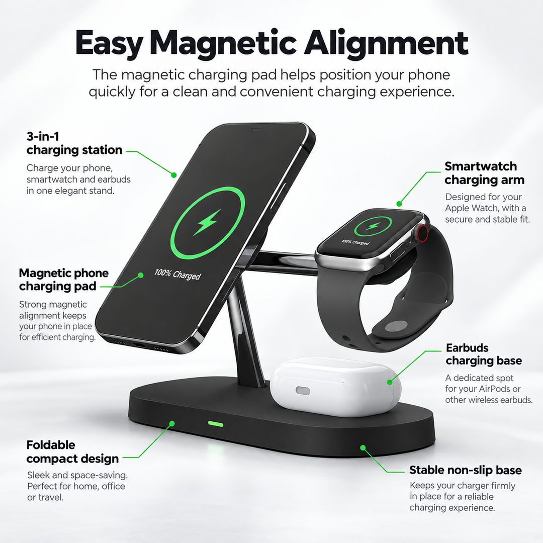 4 in 1 Wireless Charging Station Magnetic Fast Charger for Phone