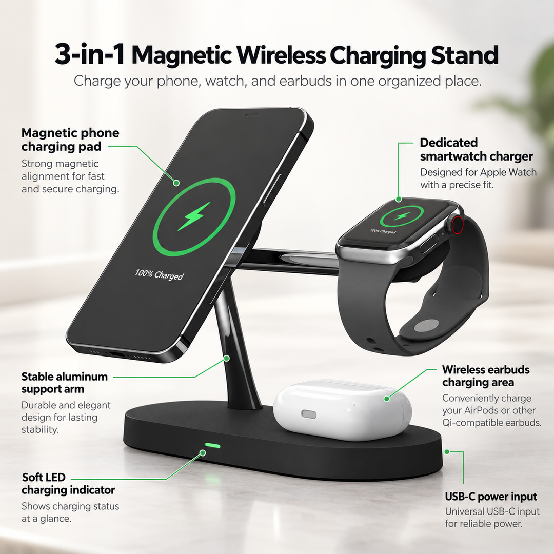 4 in 1 Wireless Charging Station Magnetic Fast Charger for Phone
