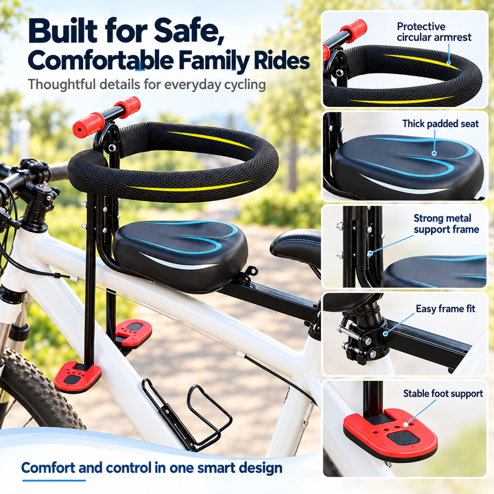 Kids Child Bike Seat Attachment for Adult Bikes with Harness