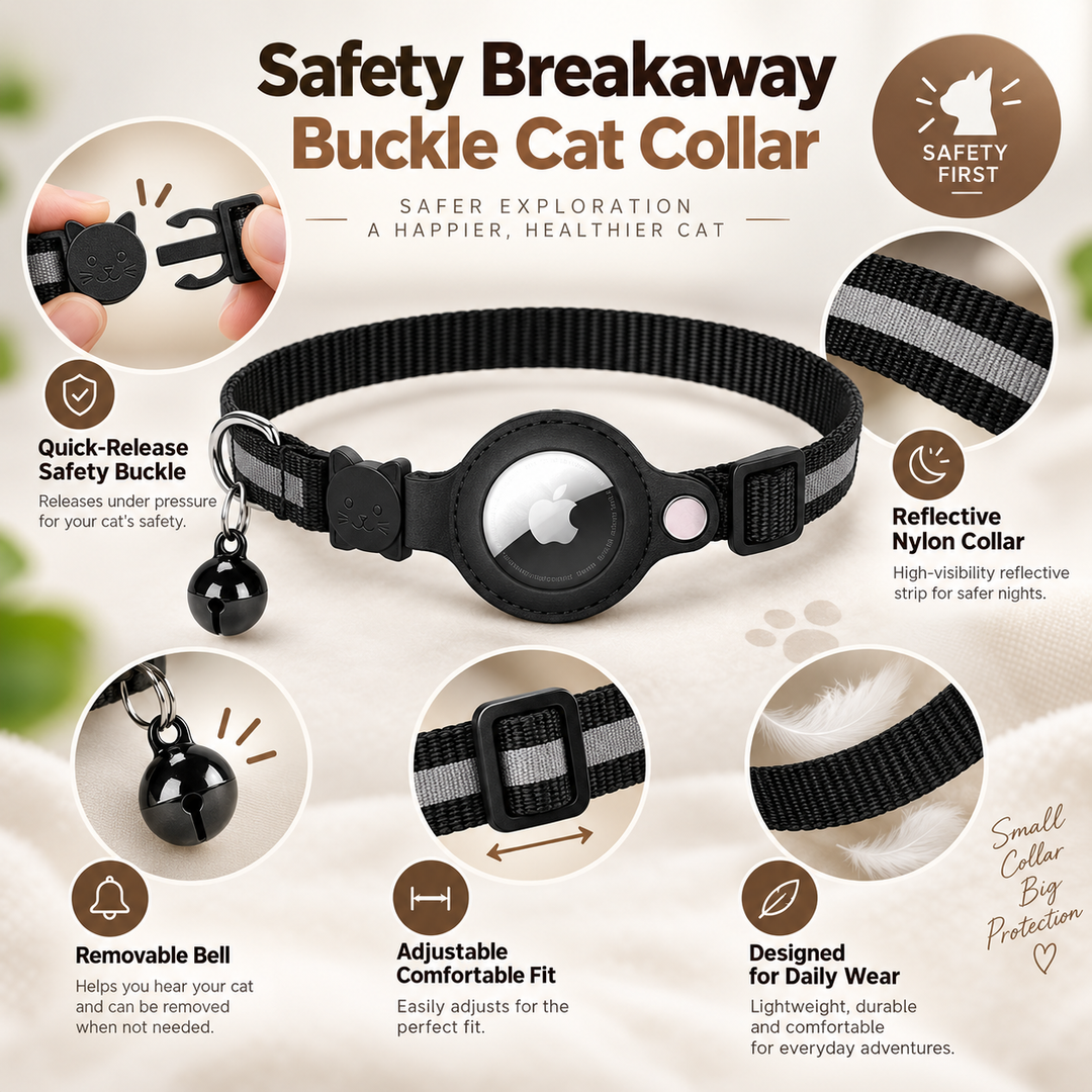 Cat GPS Tracker Collar Quick Release Reflective for Outdoor Safety