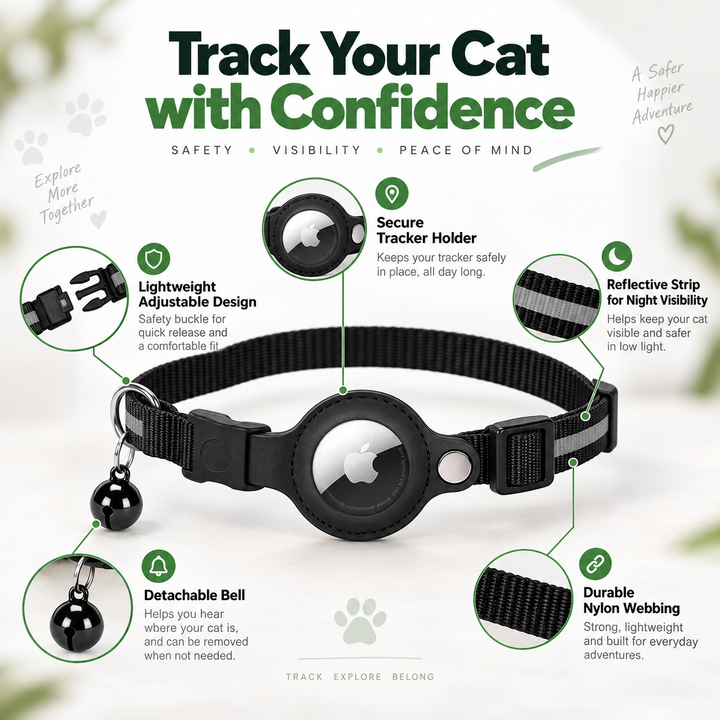 Cat GPS Tracker Collar Quick Release Reflective for Outdoor Safety
