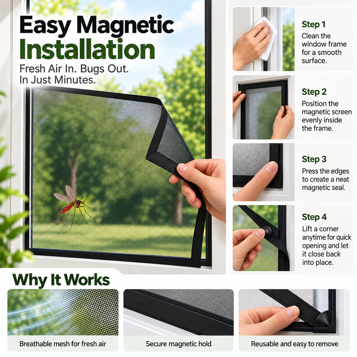 Magnetic Mosquito Net for Windows Insect Mesh Screen Bug Proof