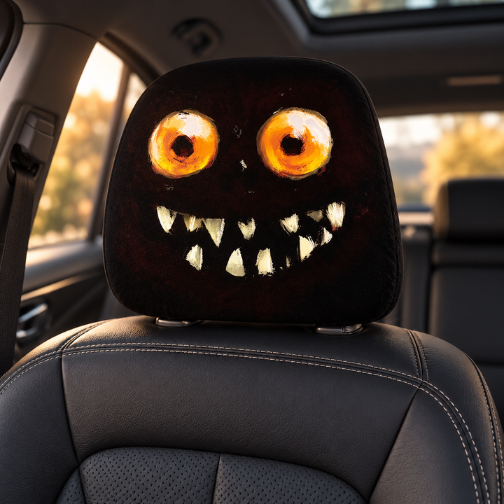 Car Headrest Covers Set of 2 Pumpkin Shape Halloween