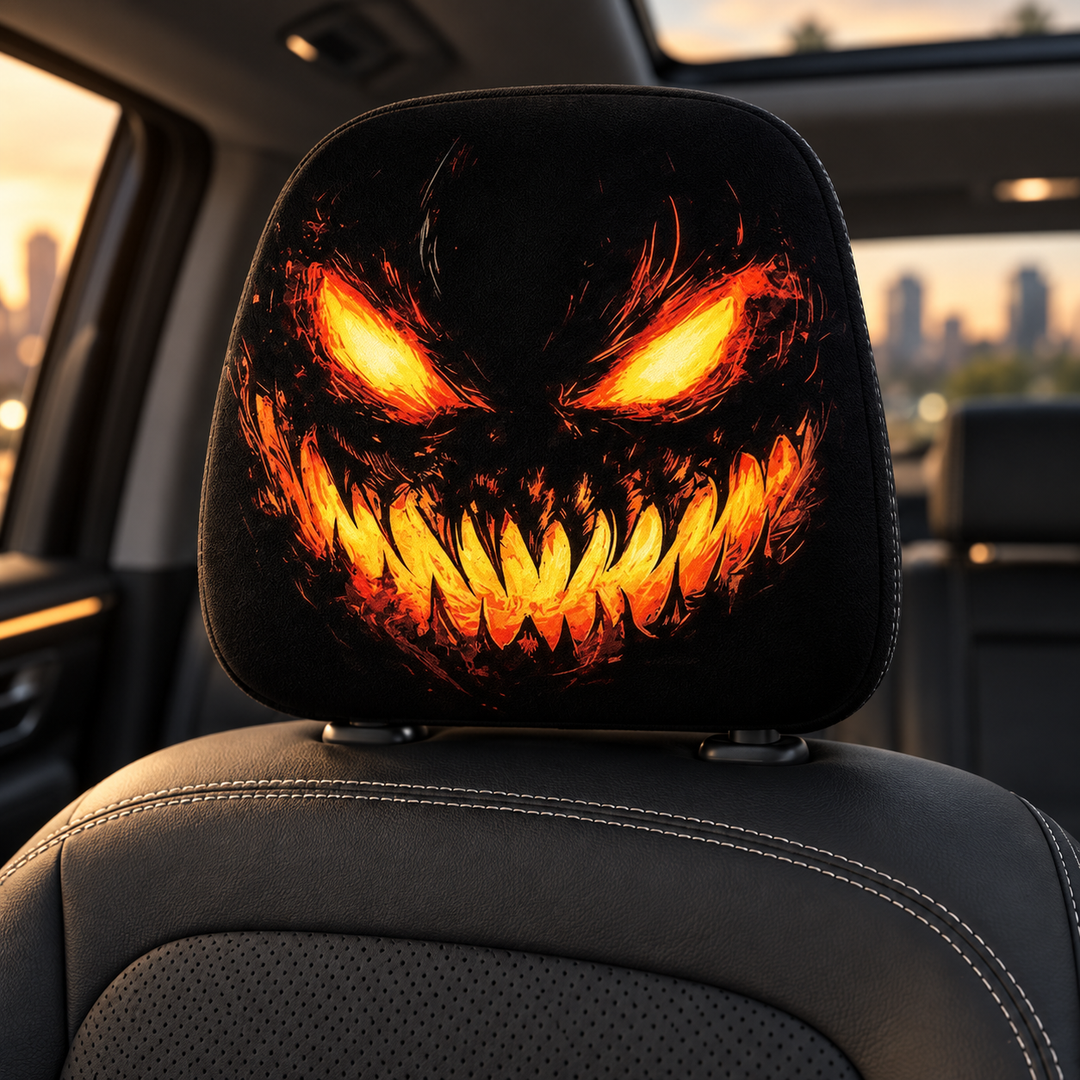 Car Headrest Covers Set of 2 Pumpkin Shape Halloween