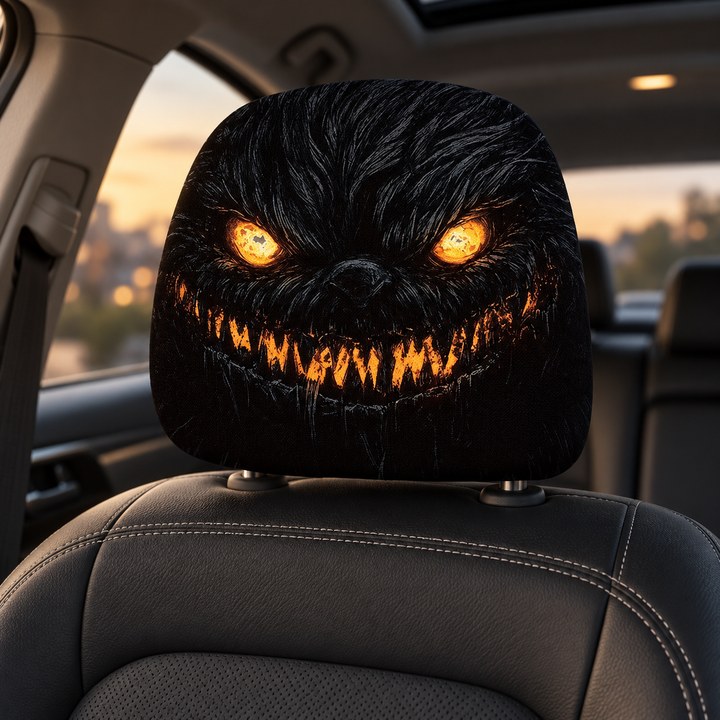 Car Headrest Covers Set of 2 Pumpkin Shape Halloween