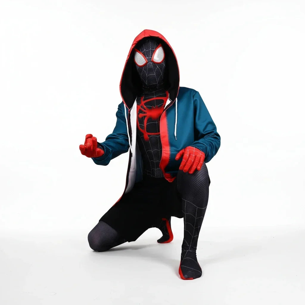 Miles Morales Costume Bodysuit Hoodie Shorts Kids Adults Halloween