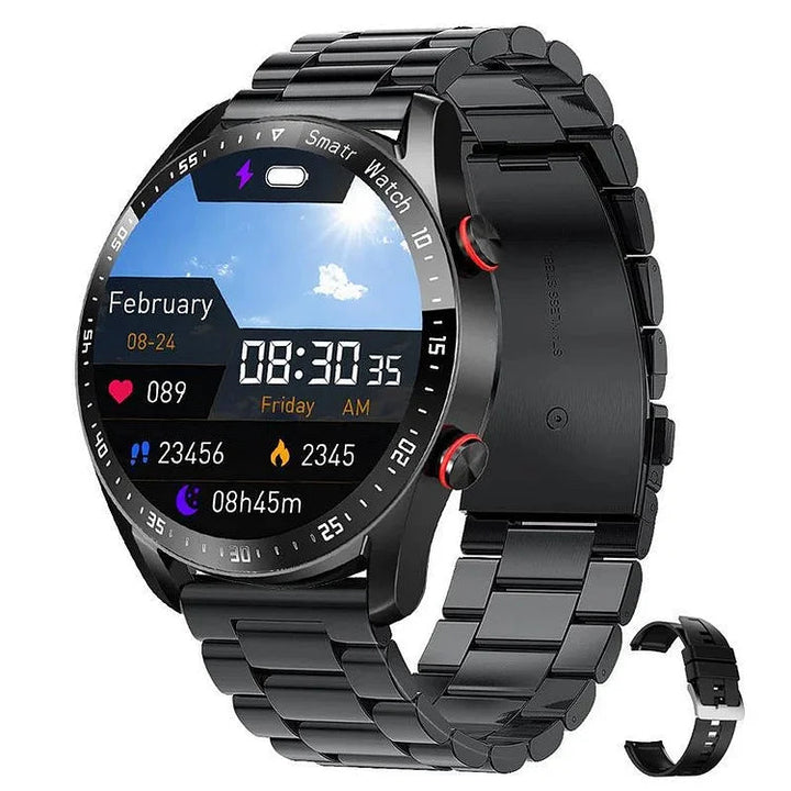 Heart Rate &amp; Blood Pressure Monitor Circular Smartwatch Fitness Tracker