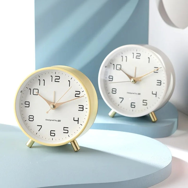Scandinavian Silent Table Clock Analog Quartz round  Clock