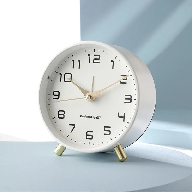 Scandinavian Silent Table Clock Analog Quartz round  Clock