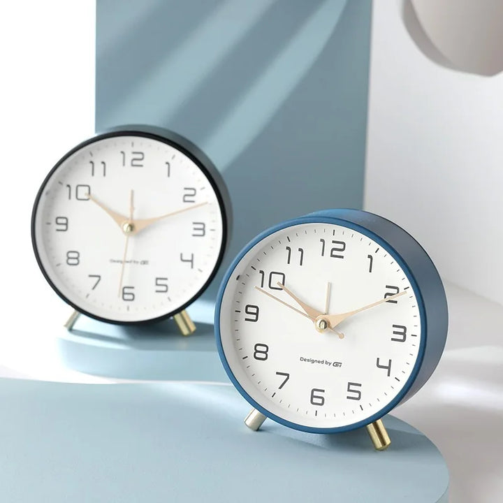 Scandinavian Silent Table Clock Analog Quartz round  Clock