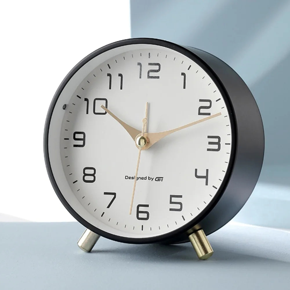 Scandinavian Silent Table Clock Analog Quartz round  Clock