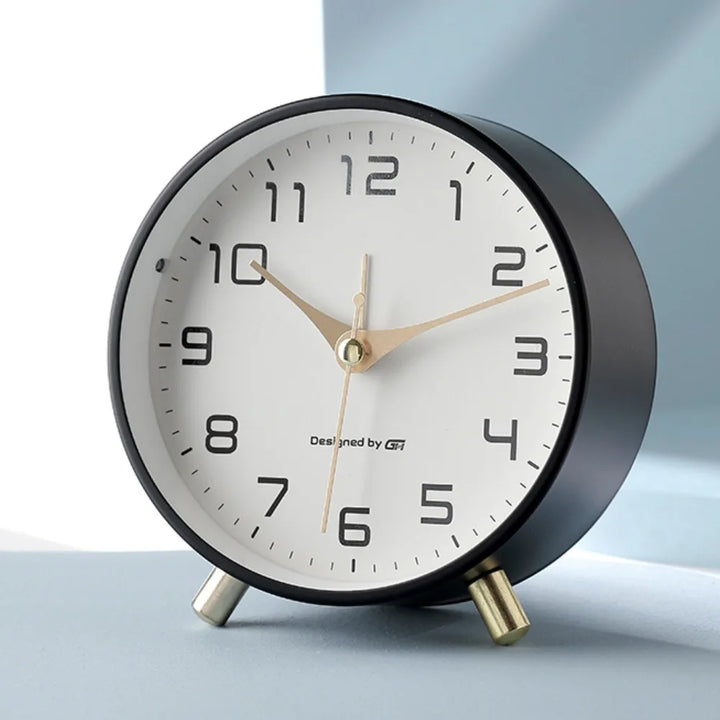Scandinavian Silent Table Clock Analog Quartz round  Clock