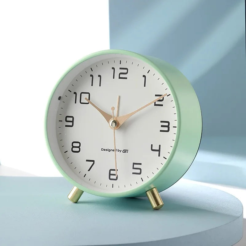 Scandinavian Silent Table Clock Analog Quartz round  Clock