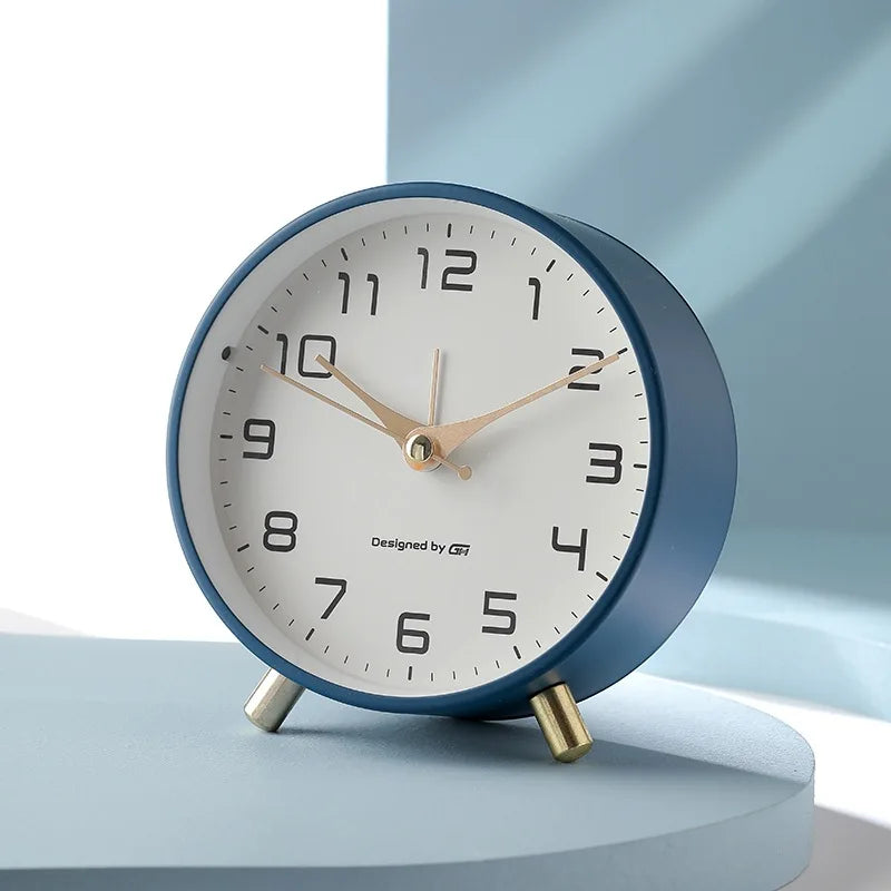 Scandinavian Silent Table Clock Analog Quartz round  Clock