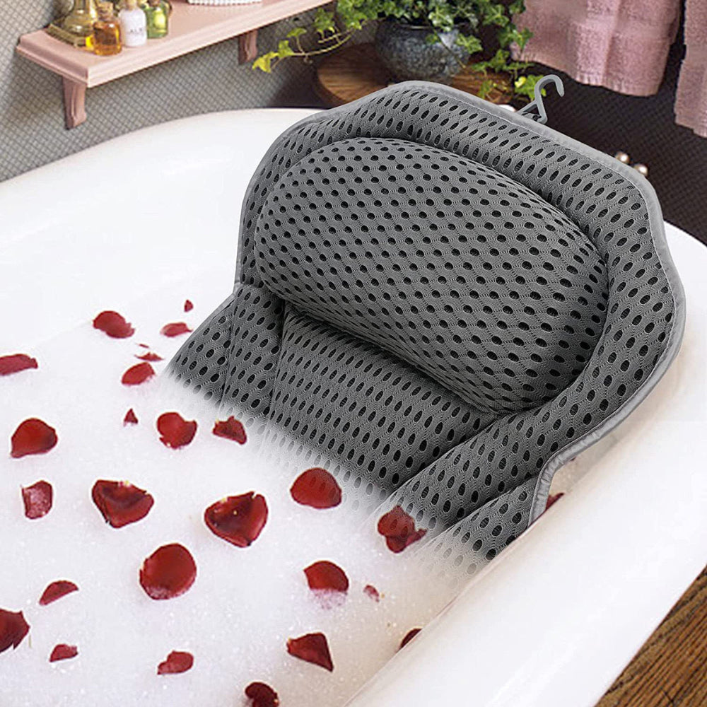 Ergonomic Bath Pillow Mesh Spa Cushion for Bathtub