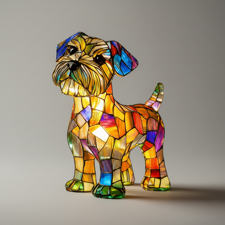 Dog Shape Table Lamp LED Night Light Stained Glass Style