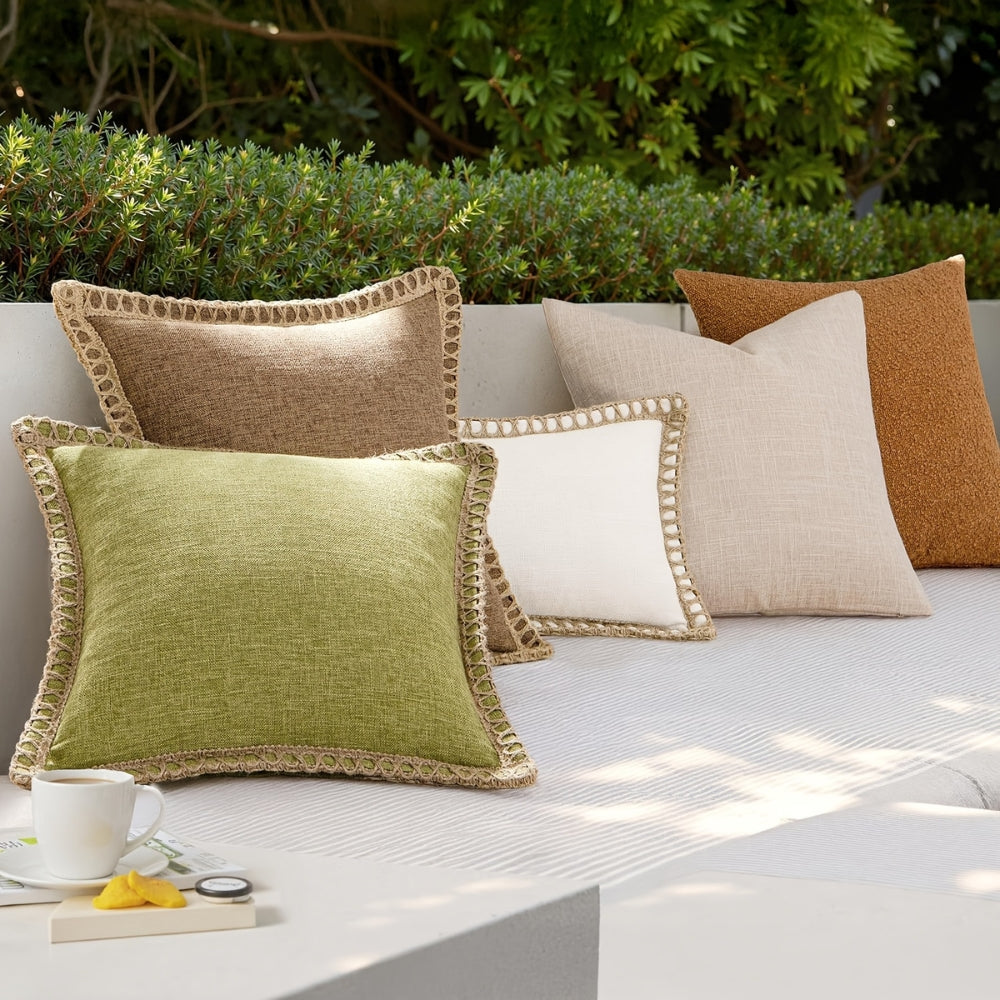 Square Linen Trim Decorative Cushion Cover