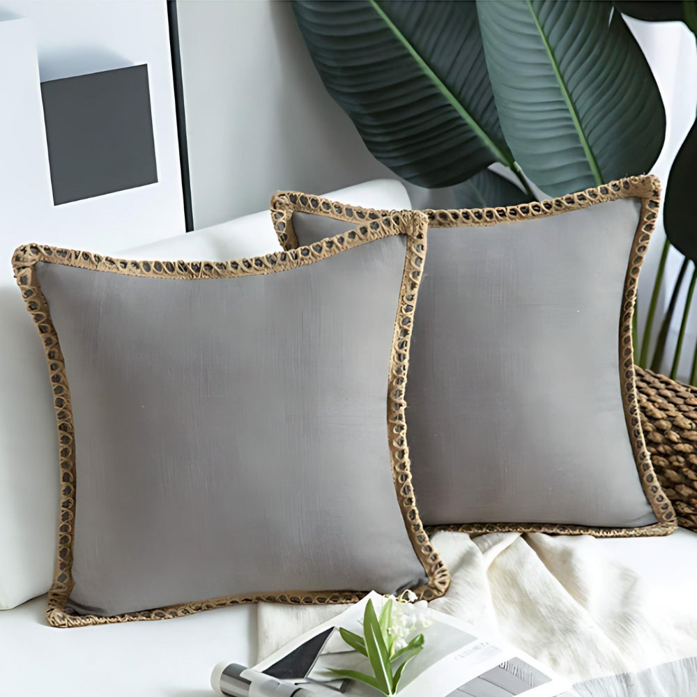 Square Linen Trim Decorative Cushion Cover