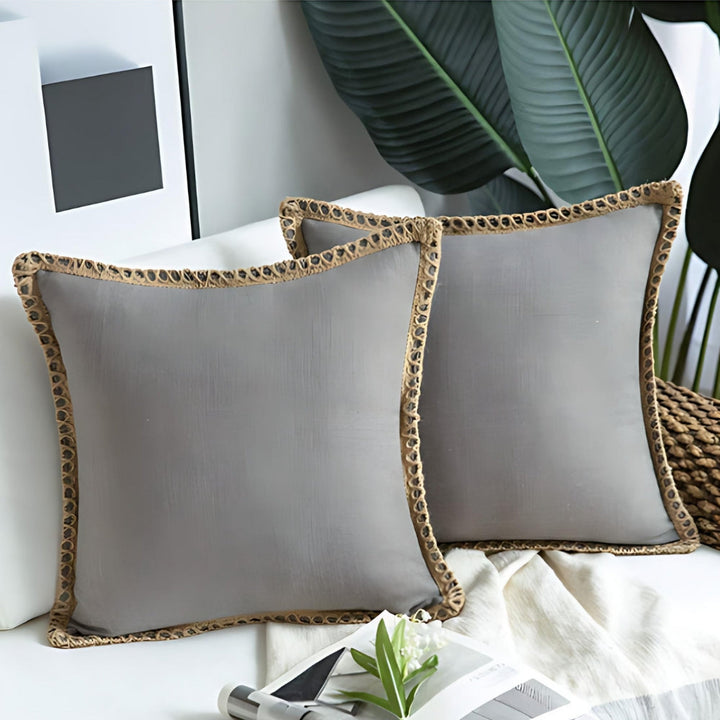 Square Linen Trim Decorative Cushion Cover
