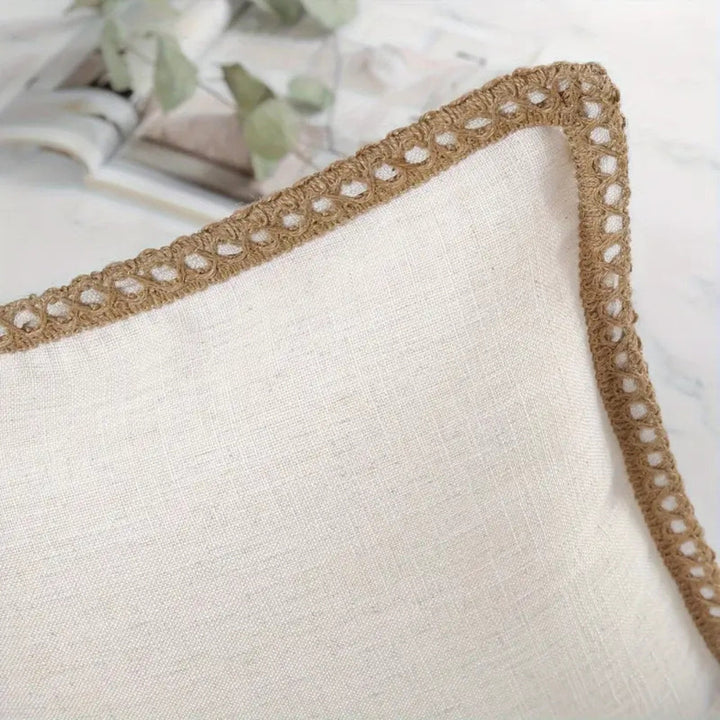 Square Linen Trim Decorative Cushion Cover