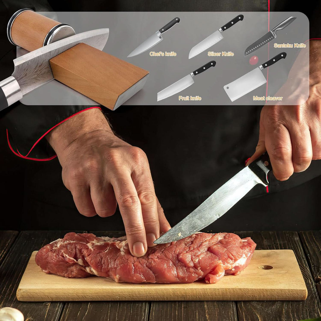 Knife Sharpener with Diamond-Coated Roller for Precision Blades