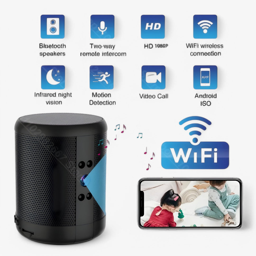 Mini WiFi Camera with Bluetooth Speaker and Night Vision