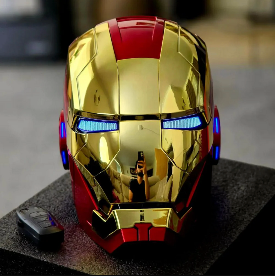 Iron Man MK5 Helmet Wearable Motorized Flip Up LED Eyes Remote