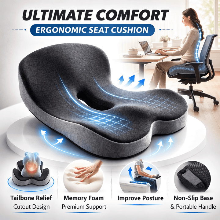 Ergonomic Lumbar Support Seat Cushion Car Chair Back Pillow