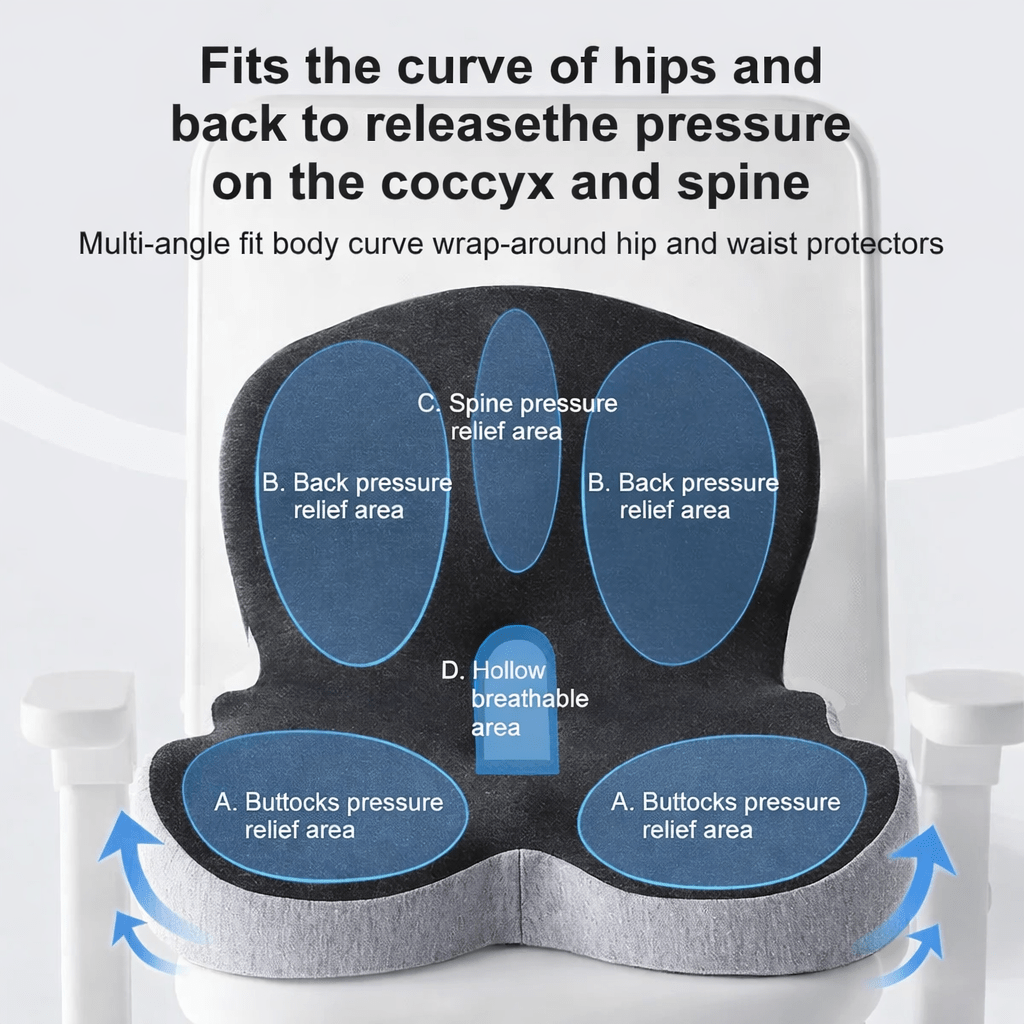 Ergonomic Lumbar Support Seat Cushion Car Chair Back Pillow