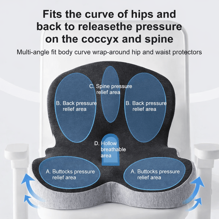 Ergonomic Lumbar Support Seat Cushion Car Chair Back Pillow