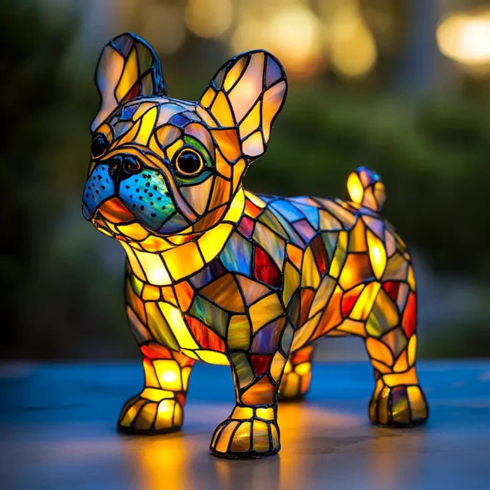 Tiffany Style Stained Glass Dog Table Lamp Pet Table Lighting
