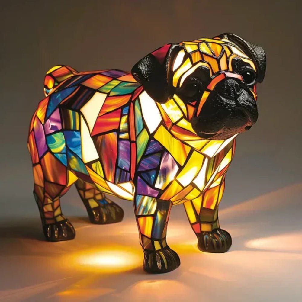 Tiffany Style Stained Glass Dog Table Lamp Pet Table Lighting