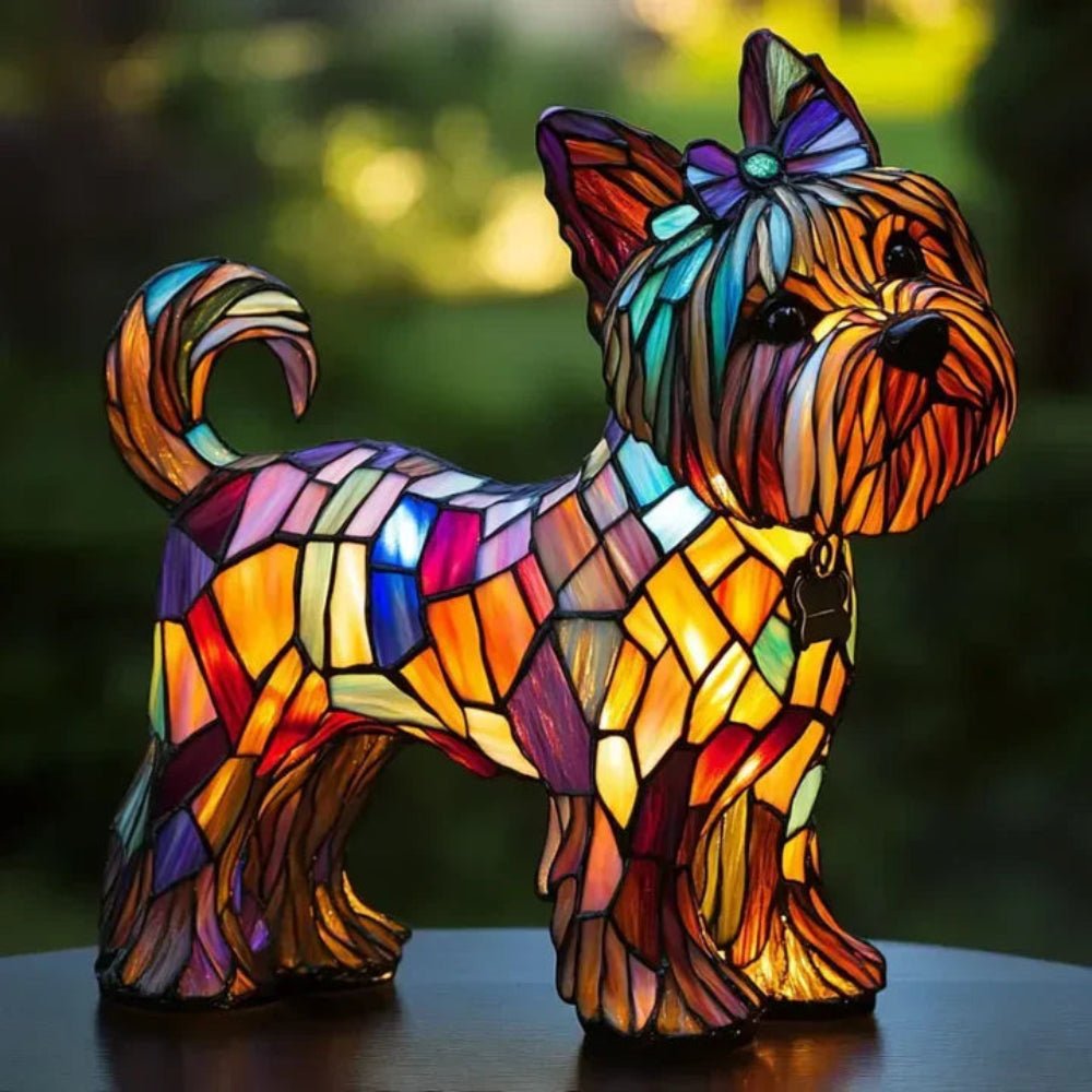 Tiffany Style Stained Glass Dog Table Lamp Pet Table Lighting