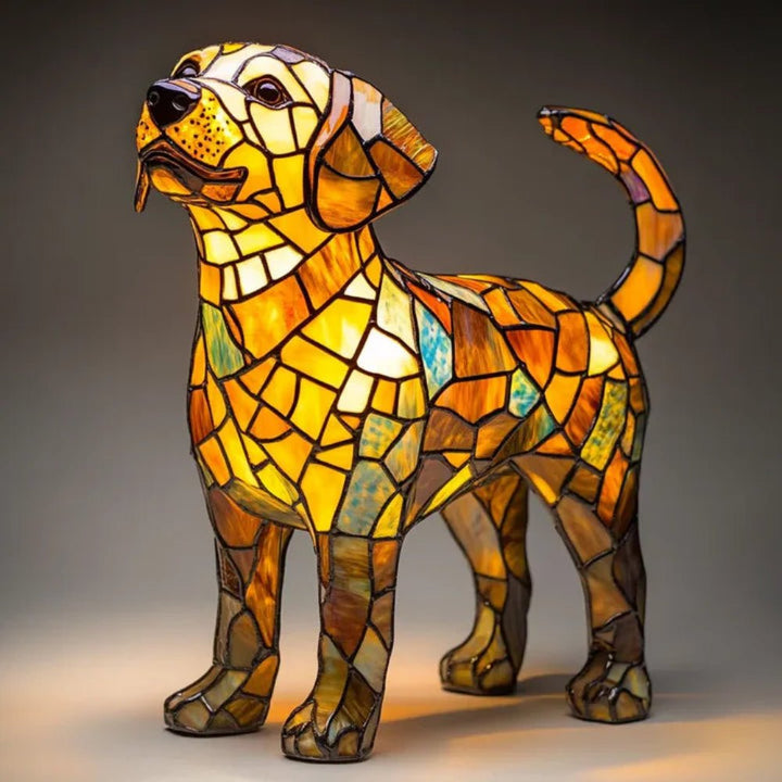 Tiffany Style Stained Glass Dog Table Lamp Pet Table Lighting