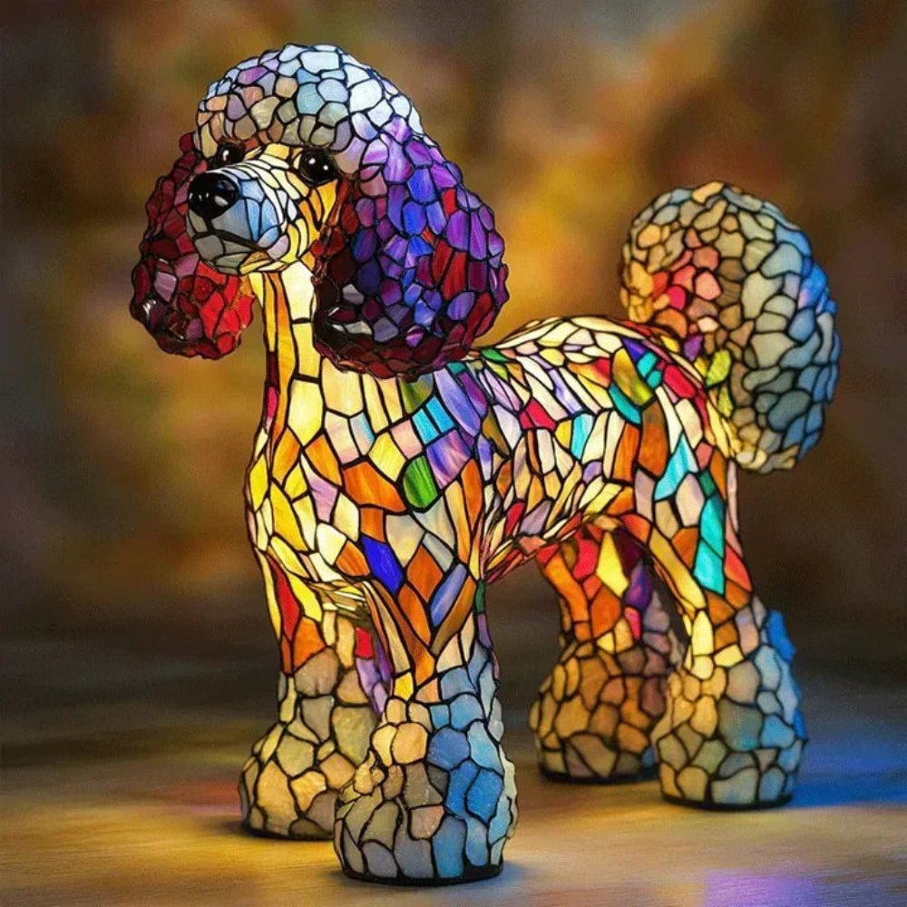 Tiffany Style Stained Glass Dog Table Lamp Pet Table Lighting