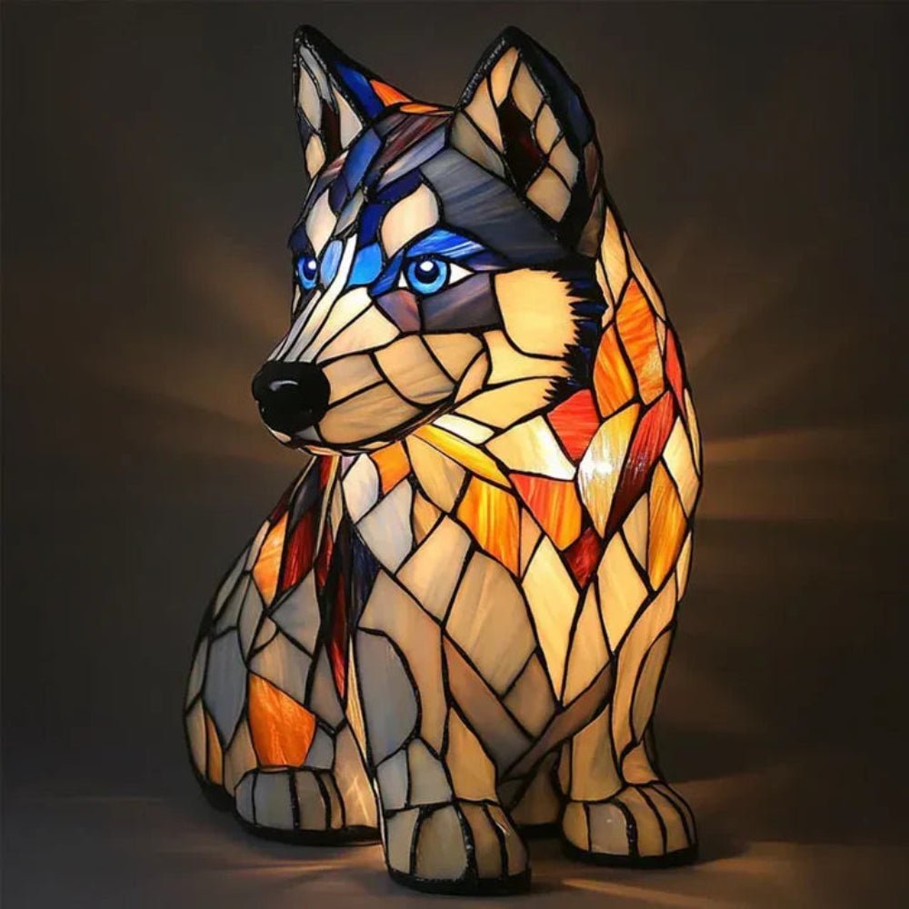 Tiffany Style Stained Glass Dog Table Lamp Pet Table Lighting