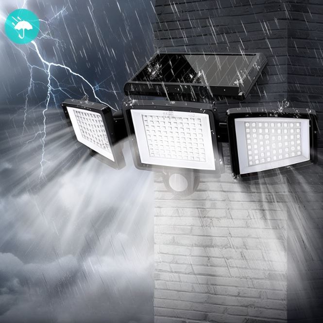 Solar-Powered LED Floodlight Sensor Light 2500 Lumen 210-LED IP65