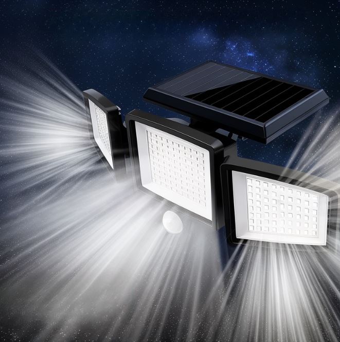 Solar-Powered LED Floodlight Sensor Light 2500 Lumen 210-LED IP65