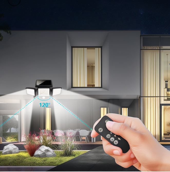 Solar-Powered LED Floodlight Sensor Light 2500 Lumen 210-LED IP65